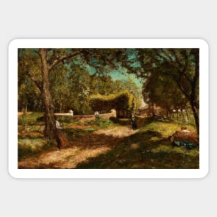 Animated Landscape of Small Characters by Adolphe Monticelli Sticker